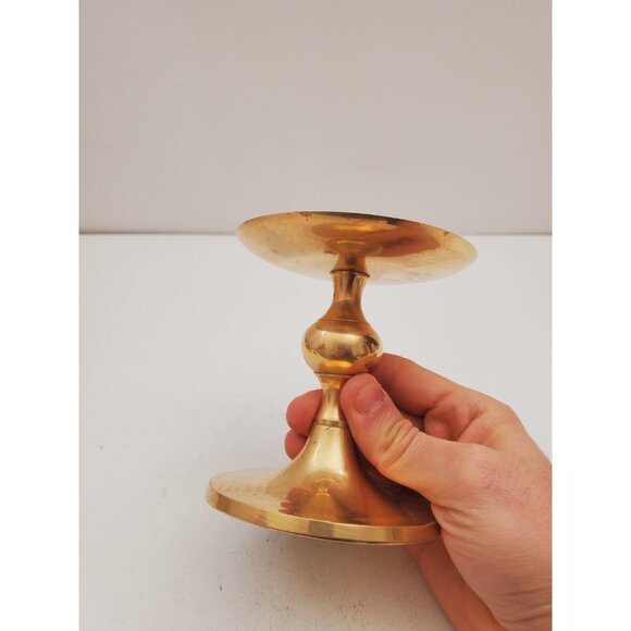 Vintage solid Brass candle holder. Candle Holder with Spike for pillar candle - Picture 3 of 9